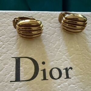 Vintage Dior Gold Textured Clip-On Earrings| Pre-loved | Made in Germany